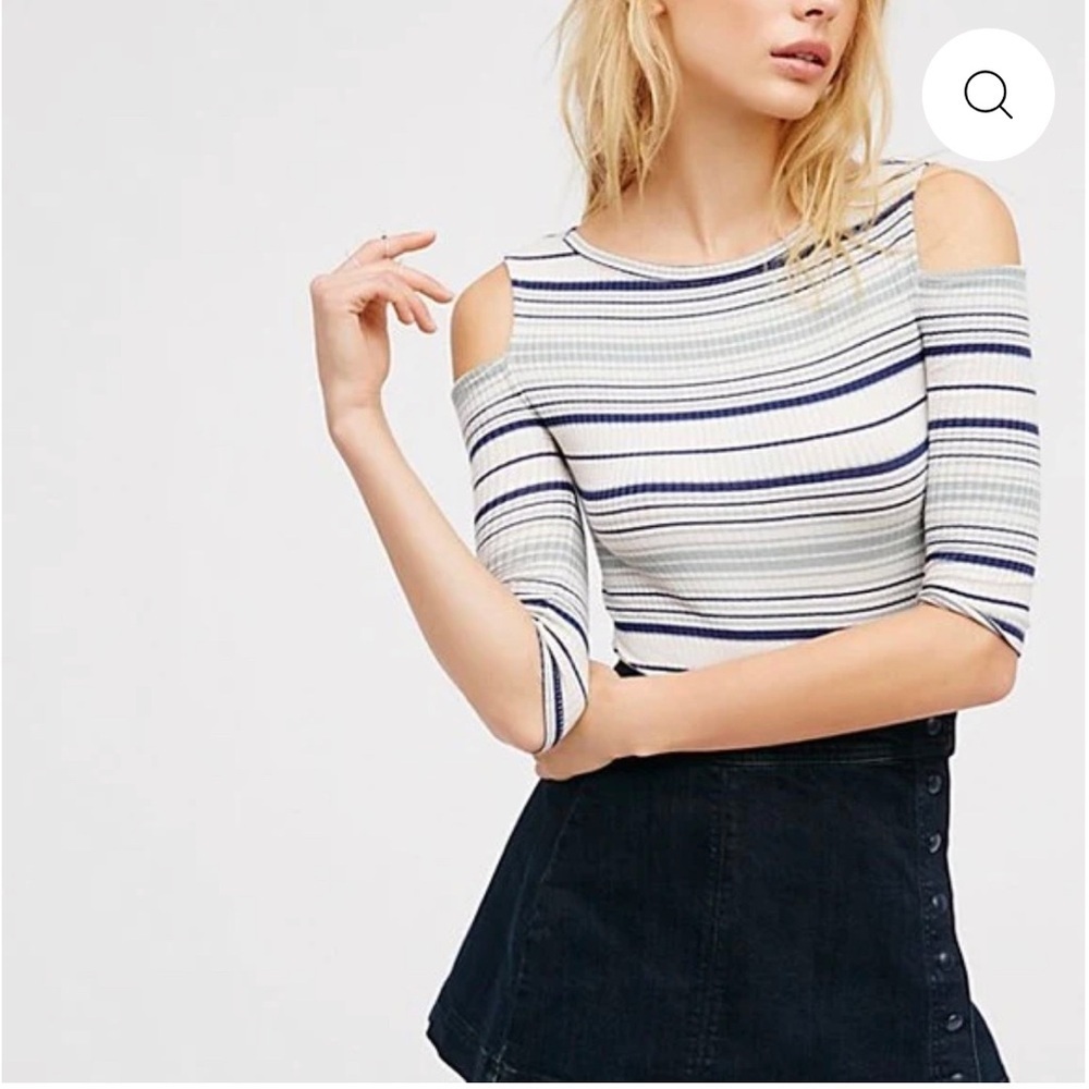 Striped Cold Shoulder Top by free people